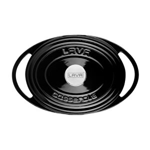 Döküm Oval Tencere Döküm Demir Kapak Heritage Serisi Ölçü 22x28cm. Siyah