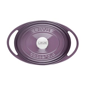 Döküm Oval Tencere Döküm Demir Kapak Heritage Serisi Ölçü 22x28cm. Mor