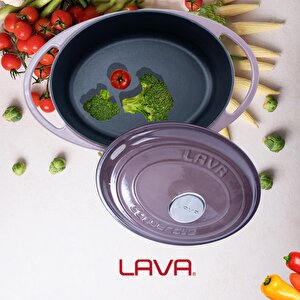 Lava Döküm Oval Tencere Döküm Demir Kapak Heritage Serisi Ölçü 22x28cm.