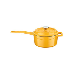 Döküm Yuvarlak Sos Tenceresi Döküm Demir Yekpare Saplı Spring Serisi Çap(ø)16cm. Sarı
