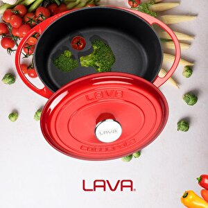 Lava Döküm Oval Tencere Döküm Demir Kapak Heritage Serisi Ölçü 22x28cm.