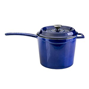 Döküm Yuvarlak Sos Tenceresi Döküm Demir Yekpare Saplı Premium Serisi Çap(ø)18cm. Mavi