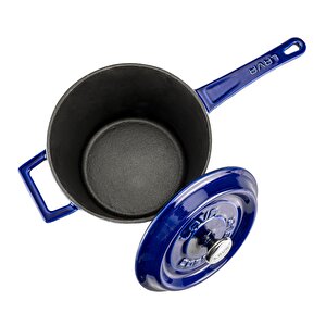 Döküm Yuvarlak Sos Tenceresi Döküm Demir Yekpare Saplı Premium Serisi Çap(ø)18cm. Mavi