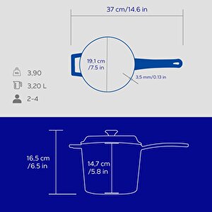 Lava Döküm Yuvarlak Sos Tenceresi Döküm Demir Yekpare Saplı Premium Serisi Çap(ø)18cm.