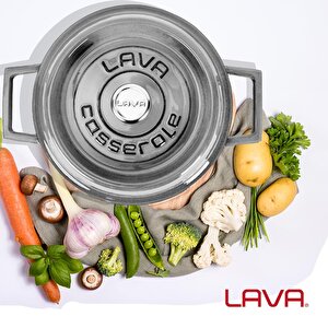 Lava Döküm Yuvarlak Tencere Döküm Demir Yekpare Kulplu Premium Serisi Çap(ø)20cm.