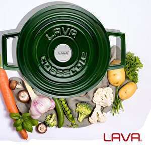 Lava Döküm Yuvarlak Tencere Döküm Demir Yekpare Kulplu Premium Serisi Çap(ø)20cm.