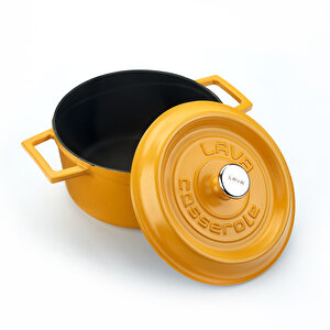 Döküm Yuvarlak Tencere Döküm Demir Yekpare Kulplu Spring Serisi Çap(ø)20cm. Sarı