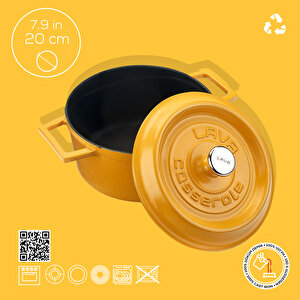 Lava Döküm Yuvarlak Tencere Döküm Demir Yekpare Kulplu Spring Serisi Çap(ø)20cm.