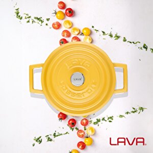 Lava Döküm Yuvarlak Tencere Döküm Demir Yekpare Kulplu Spring Serisi Çap(ø)20cm.