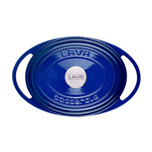 Döküm Oval Tencere Döküm Demir Kapak Heritage Serisi Ölçü 22x28cm. Mavi