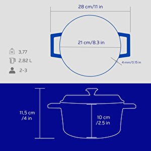 Lava Döküm Yuvarlak Tencere Döküm Demir Yekpare Kulplu Premium Serisi Çap(ø)20cm.