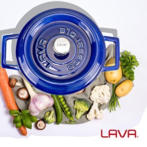 Lava Döküm Yuvarlak Tencere Döküm Demir Yekpare Kulplu Premium Serisi Çap(ø)20cm.
