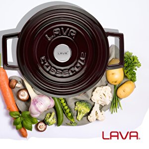 Lava Döküm Yuvarlak Tencere Döküm Demir Yekpare Kulplu Premium Serisi Çap(ø)20cm.