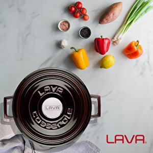 Lava Döküm Çok Amaçlı Yayvan Tencere Döküm Demir Yekpare Kulplu Premium Serisi Çap(ø)24cm.
