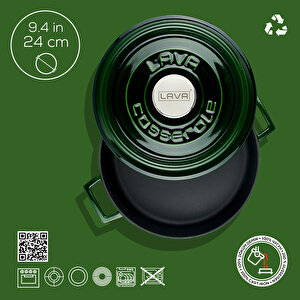 Lava Döküm Çok Amaçlı Yayvan Tencere Döküm Demir Yekpare Kulplu Premium Serisi Çap(ø)24cm.
