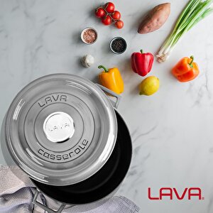 Lava Döküm Çok Amaçlı Yayvan Tencere Döküm Demir Yekpare Kulplu Premium Serisi Çap(ø)24cm.