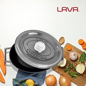 Lava Döküm Oval Tencere Döküm Demir Yekpare Kulplu Premium Serisi Ölçü 21x27cm.