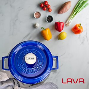 Lava Döküm Çok Amaçlı Yayvan Tencere Döküm Demir Yekpare Kulplu Premium Serisi Çap(ø)24cm.