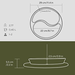 Döküm Damla Formlu 2'li Set Yingyang Fajita Tabağı Kayın Servis Ahşabı Ölçü 10x20cm.