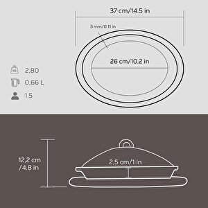 Döküm Oval Döner, Kebap Tabağı Kayın Servis Ahşabı Ve Bakır Dövme Formlu Kapak Ölçü 32x23cm.