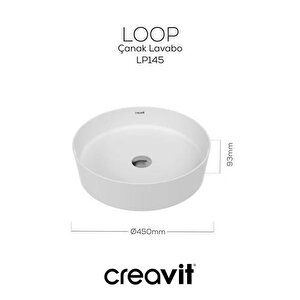 Creavit Loop Masa Üstü Çanak Lavabo Beyaz 45cm