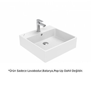 Next Tezgah Üstü Kare Lavabo Beyaz 50cm
