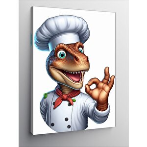 Kanvas Tablo Aşçı Şef Dinozor 70x100 cm