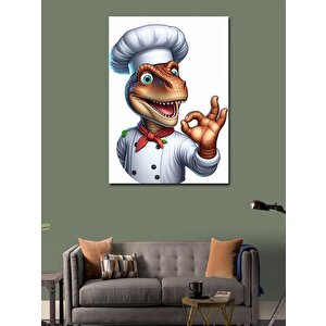 Kanvas Tablo Aşçı Şef Dinozor 70x100 cm