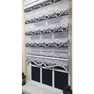 Zebra Stor Perde Kahverengi Beyaz Gümüş Simli Renk Geçişli Etek Dilimli St 039