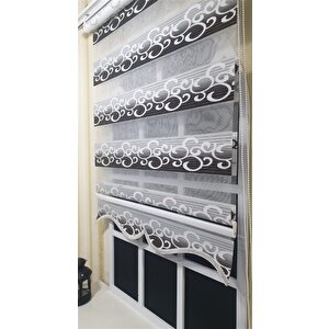 Zebra Stor Perde Kahverengi Beyaz Gümüş Simli Renk Geçişli Etek Dilimli St 039 80x200 cm