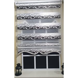 Zebra Stor Perde Kahverengi Beyaz Gümüş Simli Renk Geçişli Etek Dilimli St 039 130x260 cm