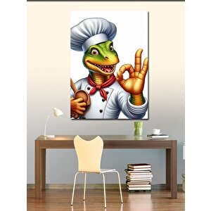 Kanvas Tablo Aşçı Şef Dinozor 70x100 cm