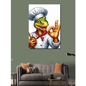 Kanvas Tablo Aşçı Şef Dinozor 70x100 cm