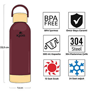 Igloo Hydrate Pro Termos 500ml-Kırmızı