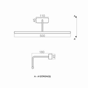 Tablo Ve Ayna Üzeri Led Duvar Aplik 50 Cm