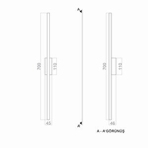 Sword Led Duvar Aplik 70 Cm