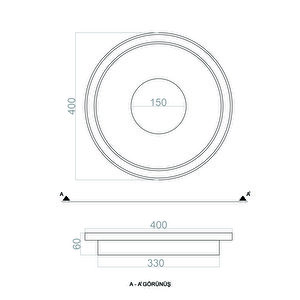 Plafonia Orta Işıklı Tavan Plafonyer Led Avize 40 Cm 68 Watt