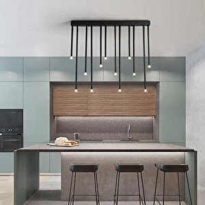 Pipe Plafonyer Led Avize 100 Cm 12li Boru Siyah 24 Watt