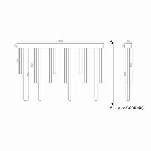 Pipe Plafonyer Led Avize 100 Cm 12li Boru Siyah 24 Watt