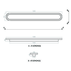 Plafonia Oval Led Plafonyer Led Avize 120x16 Cm 101 Watt