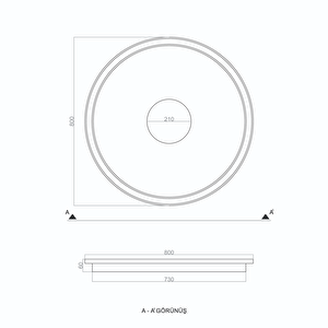Plafonia Orta Işıklı Tavan Plafonyer Led Avize 80 Cm 118 Watt