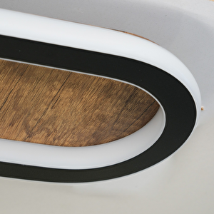 Plafonia Oval Led Plafonyer Led Avize Ahşap 80*16 Cm 72 Watt