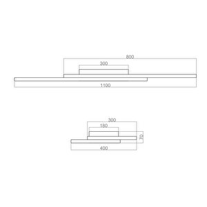 Oblong İkili Plafonyer Led Avize 110*40cm 79watt