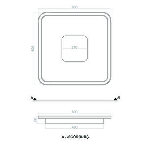 Plafonia Ortası Işıklı Kare Led Plafonyer 60x60 Cm 106 Watt