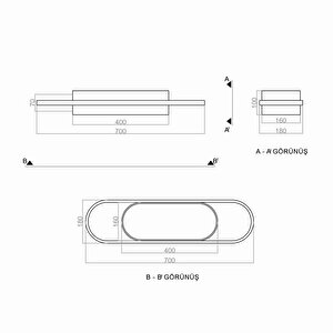 Burn Plafonyer 70*18cm 68 Watt