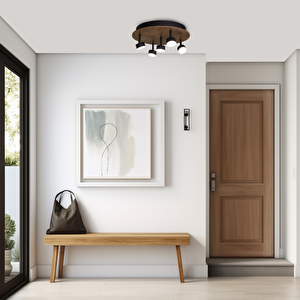 Led Avize Plafonyer Ahşaplı Ø40cm  15 Watt