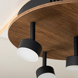 Led Avize Plafonyer Ahşaplı Ø40cm  15 Watt