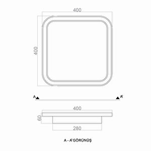 Led Avize Plafonyer Ahşap 40*40cm  58 Watt