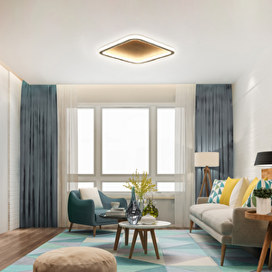 Led Avize Plafonyer Ahşap 60*60cm 86 Watt