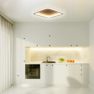 Led Avize Plafonyer Ahşap 60*60cm 86 Watt